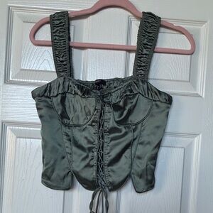 Silky green bustier top